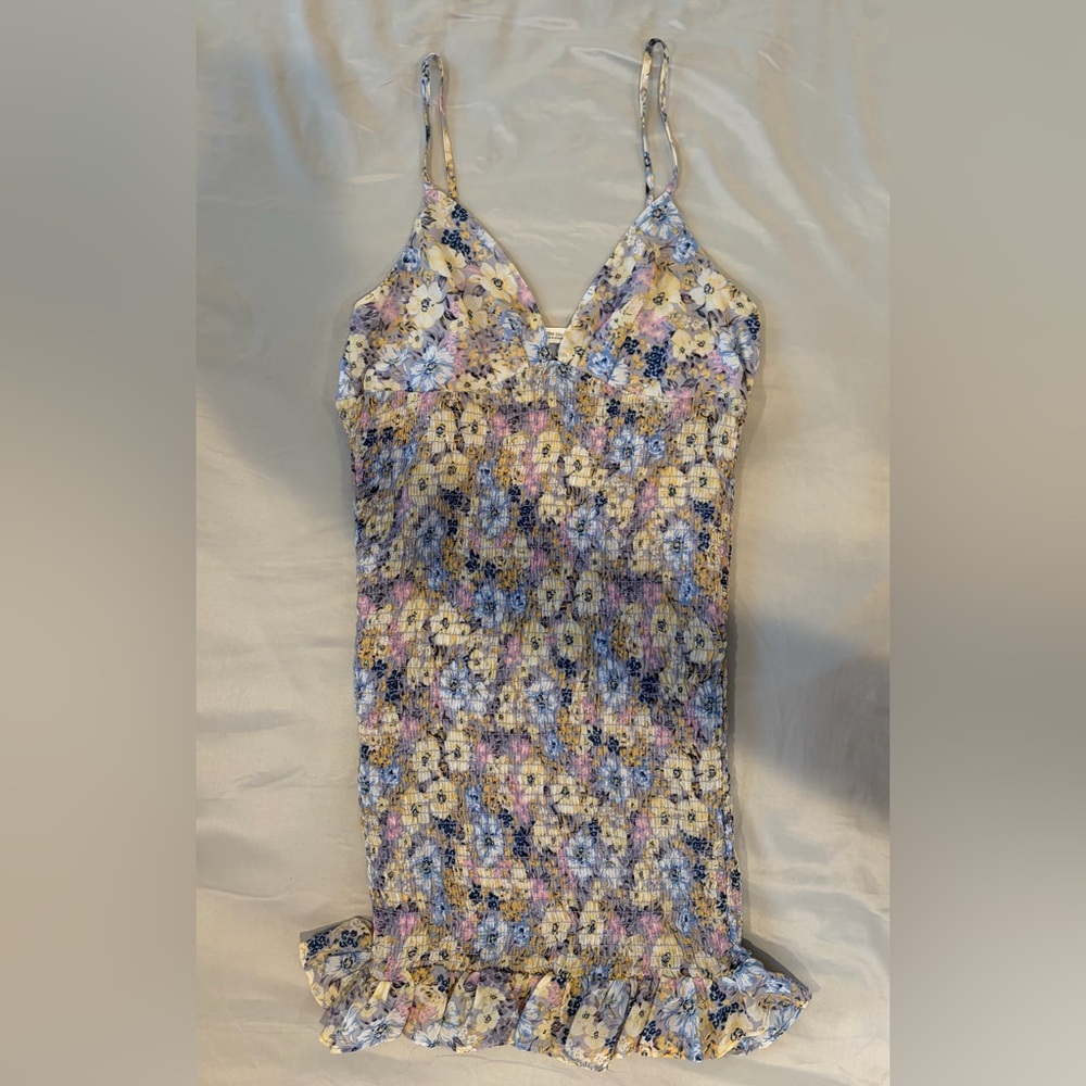 Active USA Floral Smocked Midi Dress in Yellow, Blue, Pink